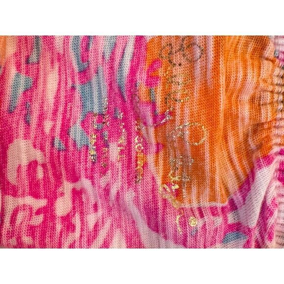 Lilly Pulitzer Strapless Ruffle Top XS Multi-Color EUC Bright Pink Orange Blue P - Picture 6 of 9